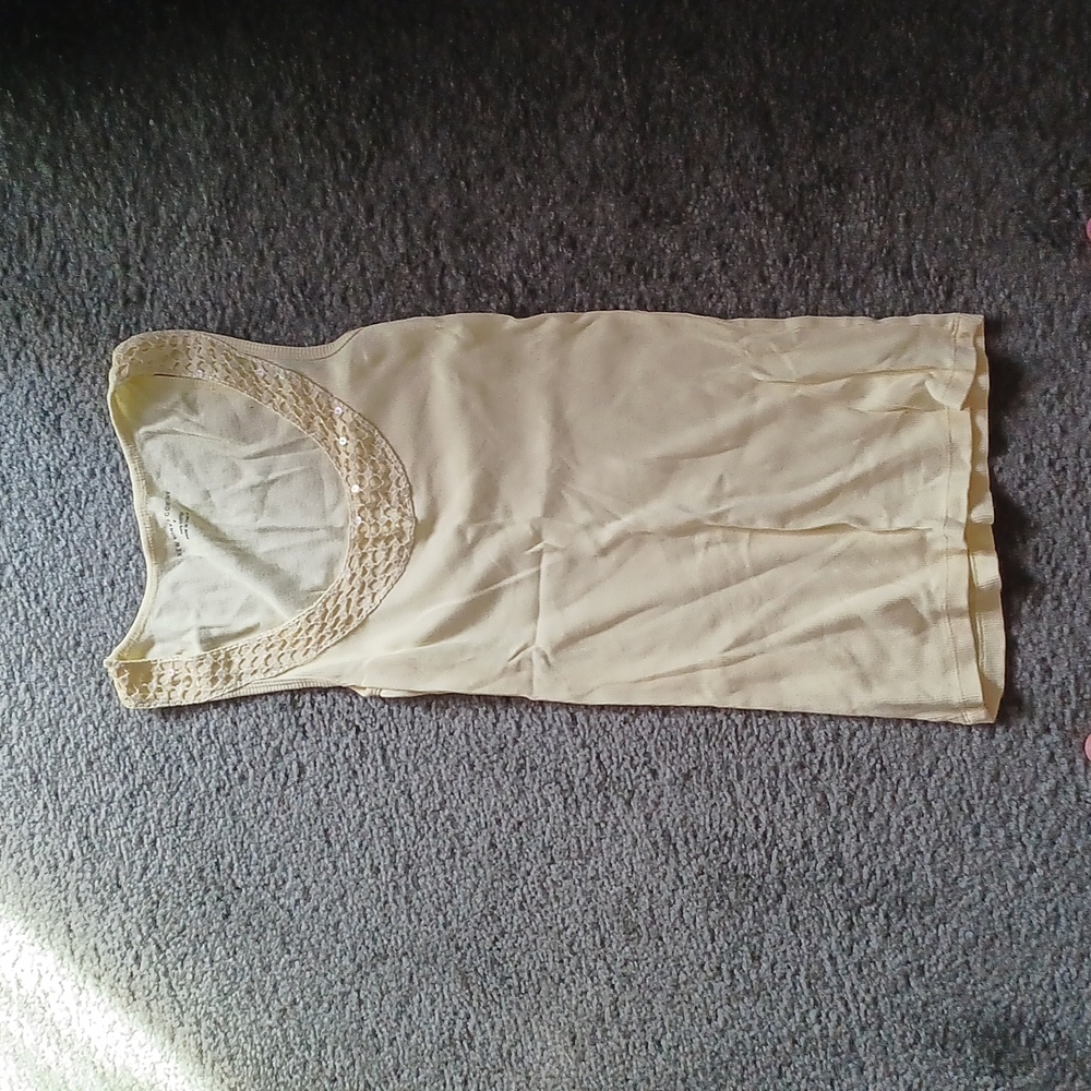 New York & Company ribbed tank with sequin neckline